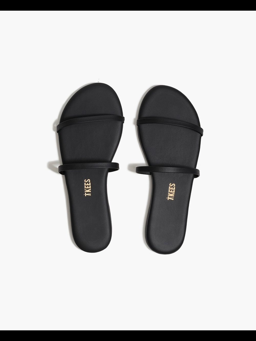 TKEES Gemma Leather Black Double Strap Slide Sandals Size US 7 / EUR 38